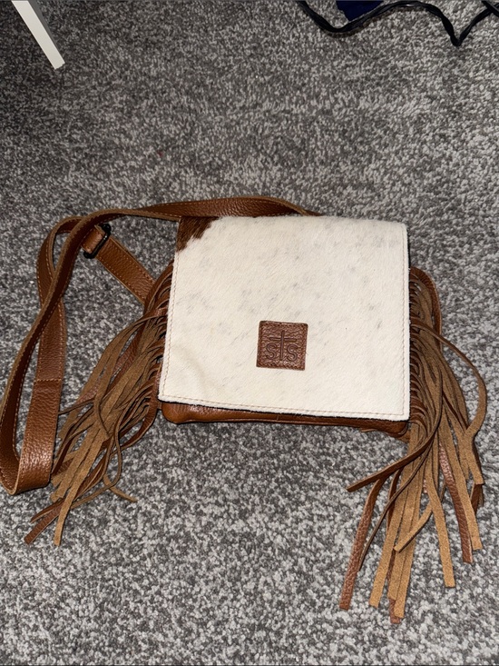 STS Ranchwear Handbags - STS Ranchwear Brown Cowhide Fringe Crossbody Bag
